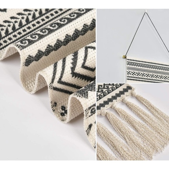 Woven Tassel Bohemian Modern Floral Pattern Indie Macrame Wall Art Decor - Picture 4 of 6